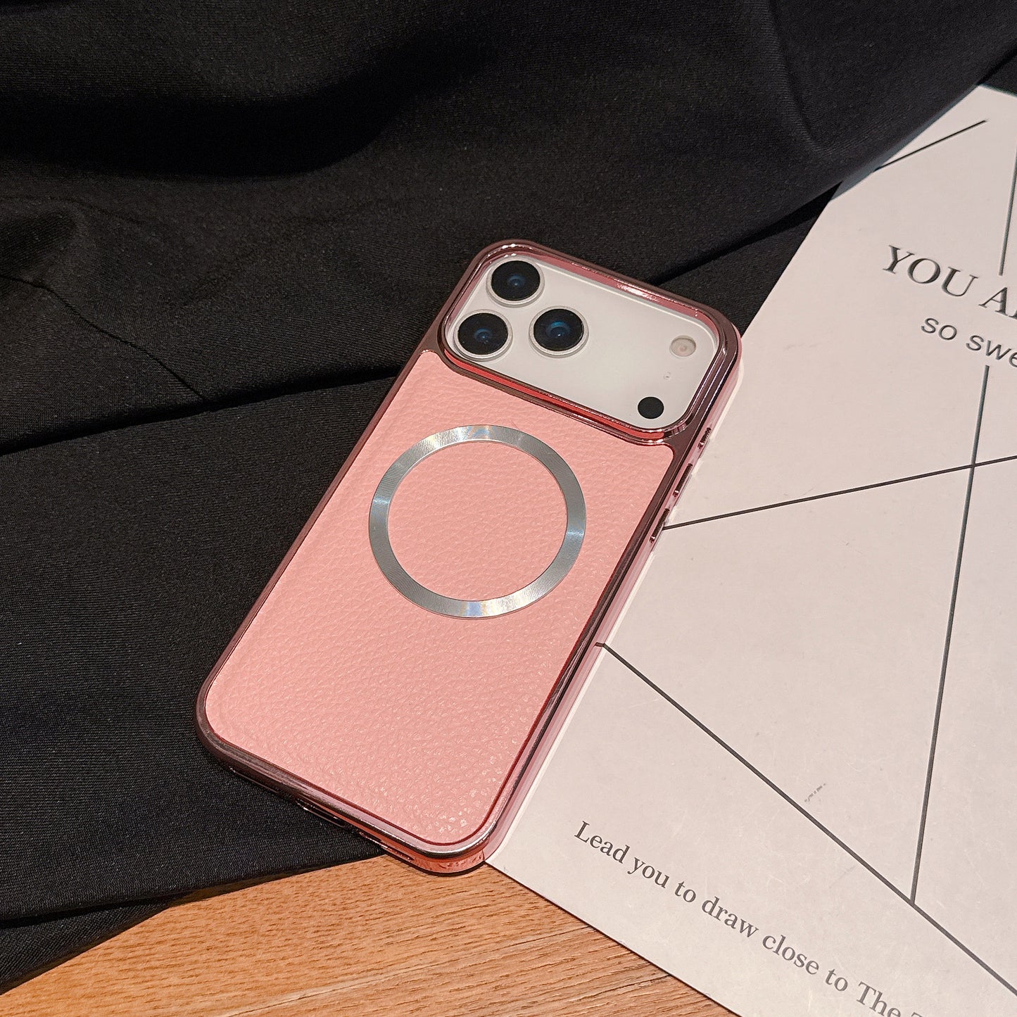 Lychee Print PU Leather Case for iPhone