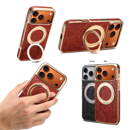 Vintage Floral Leather Kickstand Case for iPhone