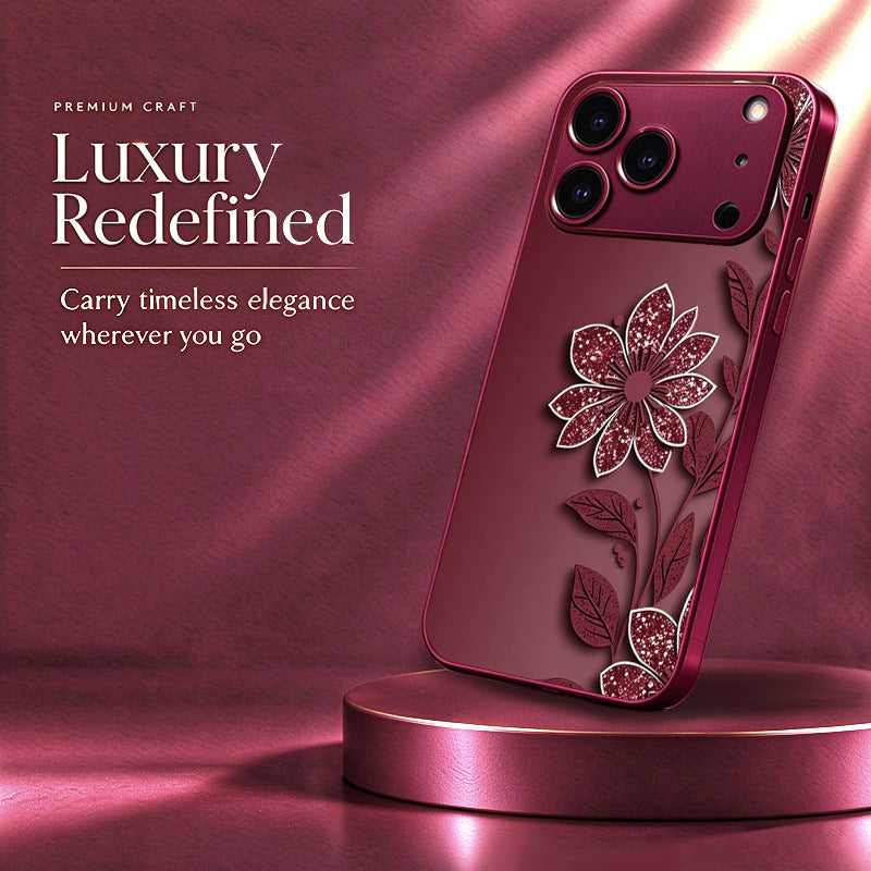 Wine Red Flower Pattern Case for iPhone
