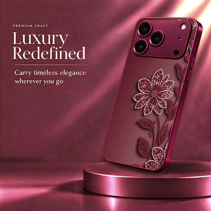 Wine Red Flower Pattern Case for iPhone