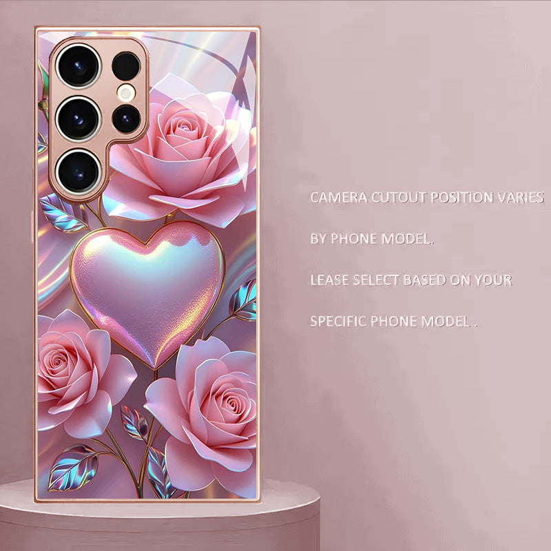 Pink Rose Heart Pattern Hard Case for Samsung