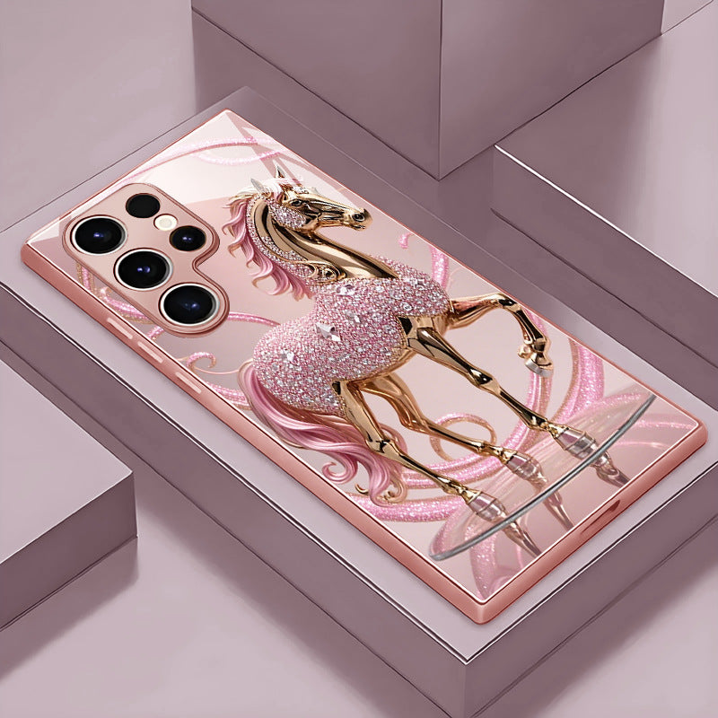 Pink Diamond Horse Pattern Hard Case for Samsung