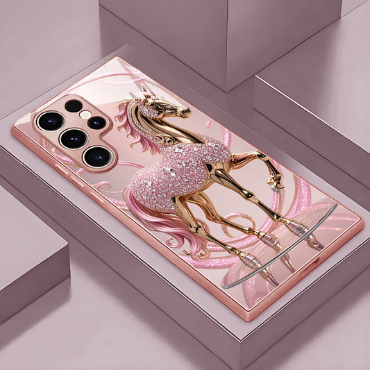 Pink Diamond Horse Pattern Hard Case for Samsung