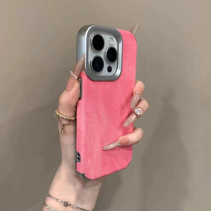 Denim Fabric Plating Frame Case for iPhone