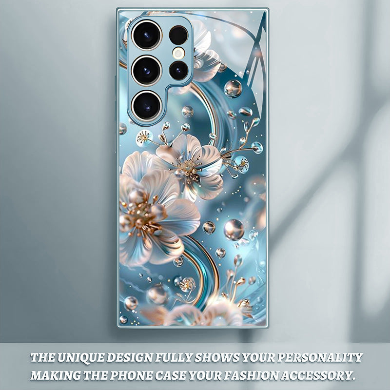Blue Ice Flower Pattern Hard Case for Samsung