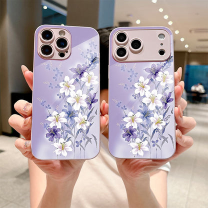 Purple Lily Pattern Hard Case for iPhone