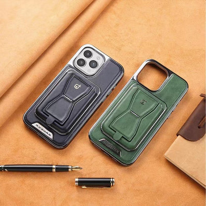 2 in 1 Bracket Card Bag Leather Case for iPhone