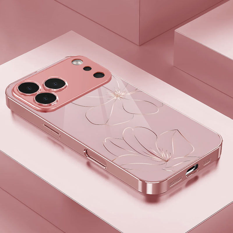 Line Art Flower Design Hard Case for iPhone