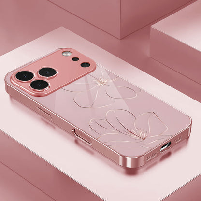 Line Art Flower Design Hard Case for iPhone