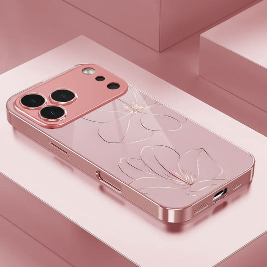 Line Art Flower Design Hard Case for iPhone