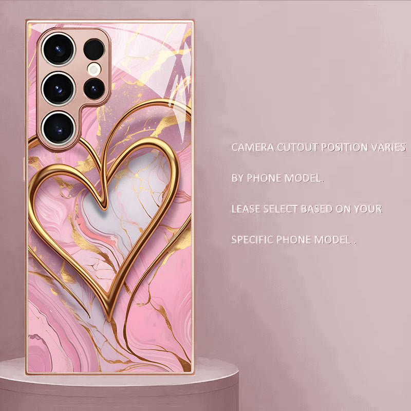 Gold Heart Pattern Hard Case for Samsung