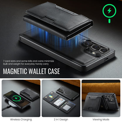 2 in 1 Magnetic Leather Wallet Case for Samsung