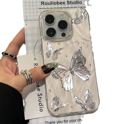Silver Butterfly Soft Case for iPhone