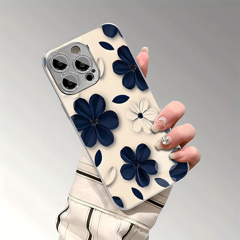 Blue White Flowers Pattern Case for iPhone