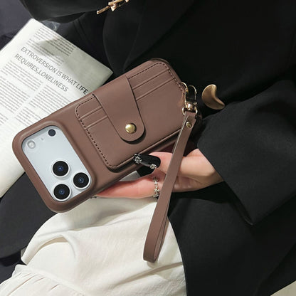 Lanyard Cardbag Leather Case for iPhone