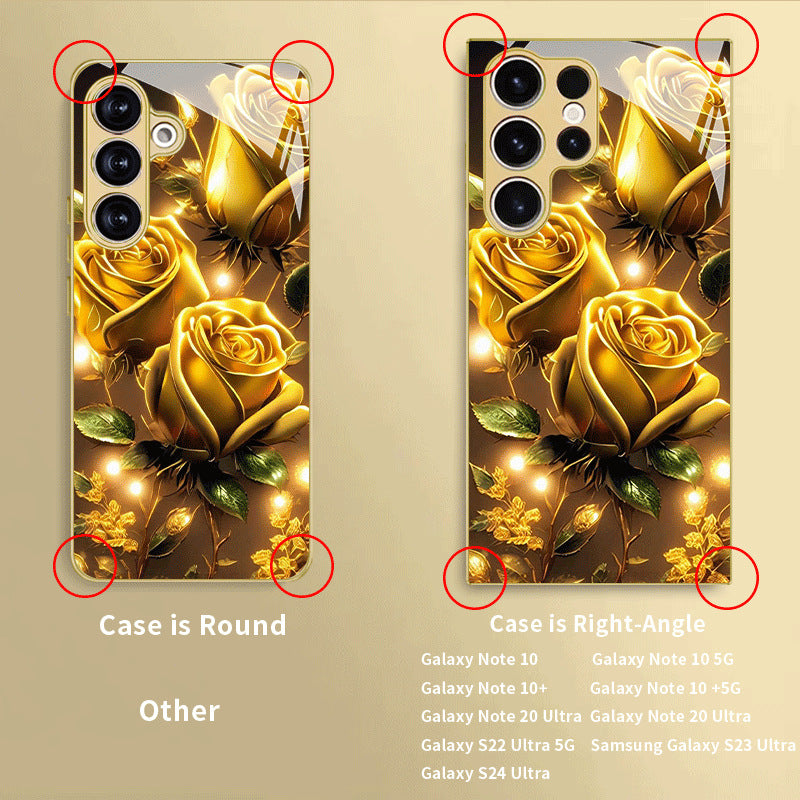 Gold Rose Pattern Hard Case for Samsung