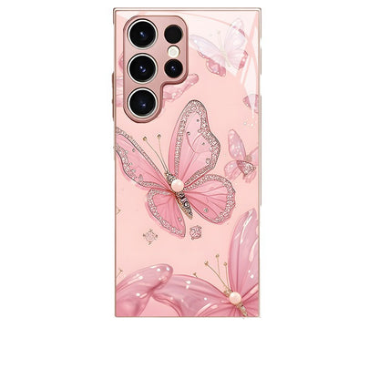 Pink Butterfly Pattern Hard Case for Samsung