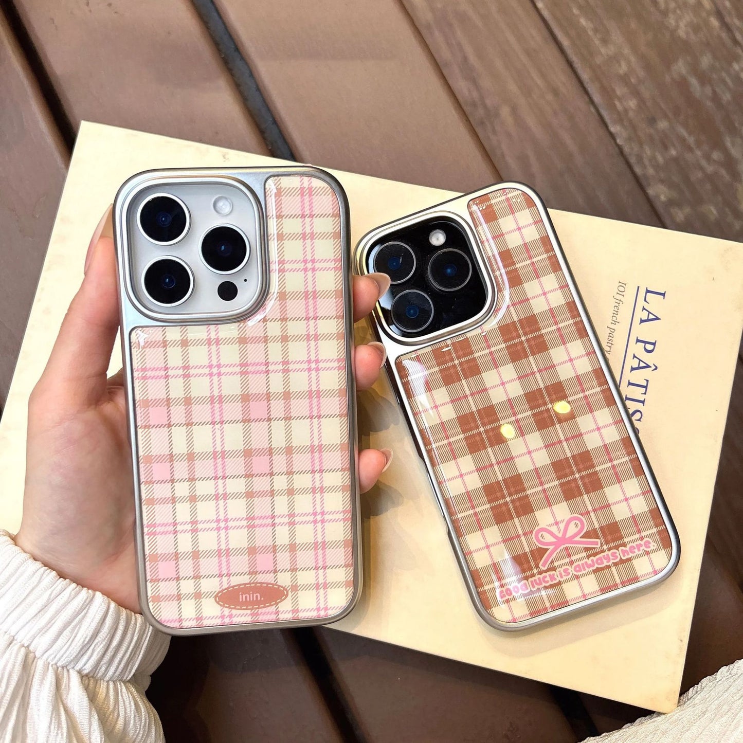 Plaid Pattern Shockproof Soft Case for iPhone
