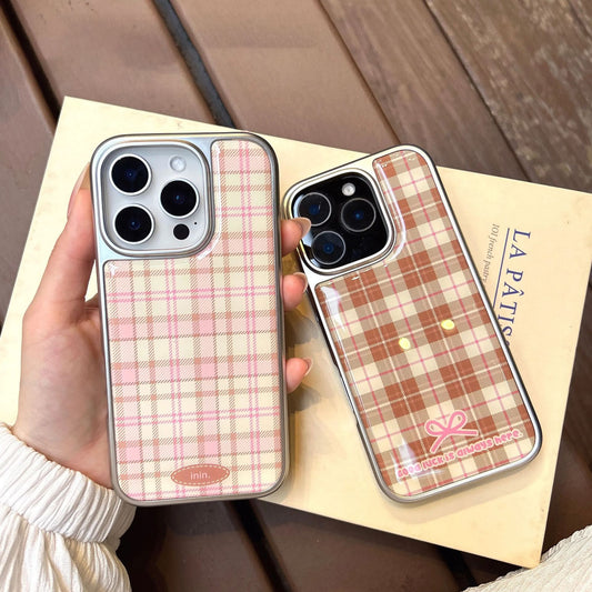 Plaid Pattern Shockproof Soft Case for iPhone