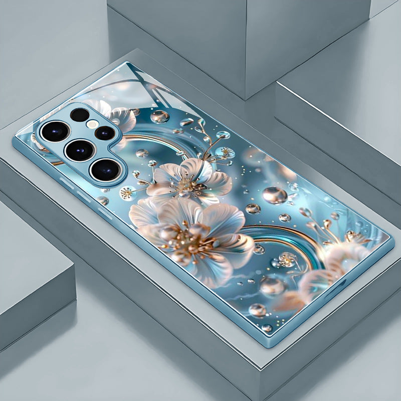 Blue Ice Flower Pattern Hard Case for Samsung