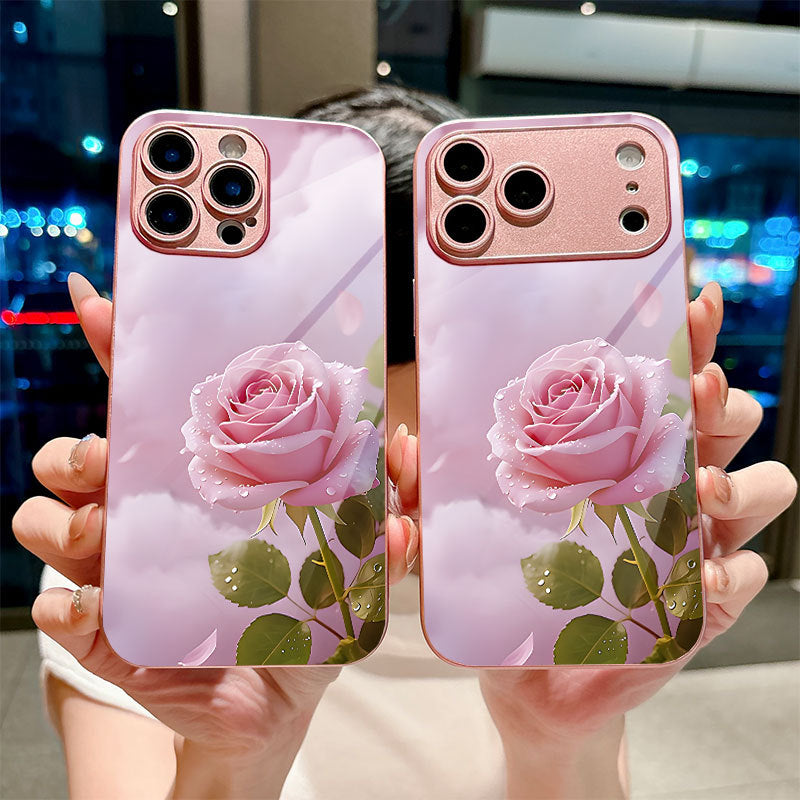 Morning Dew Rose Pattern Hard Case for iPhone