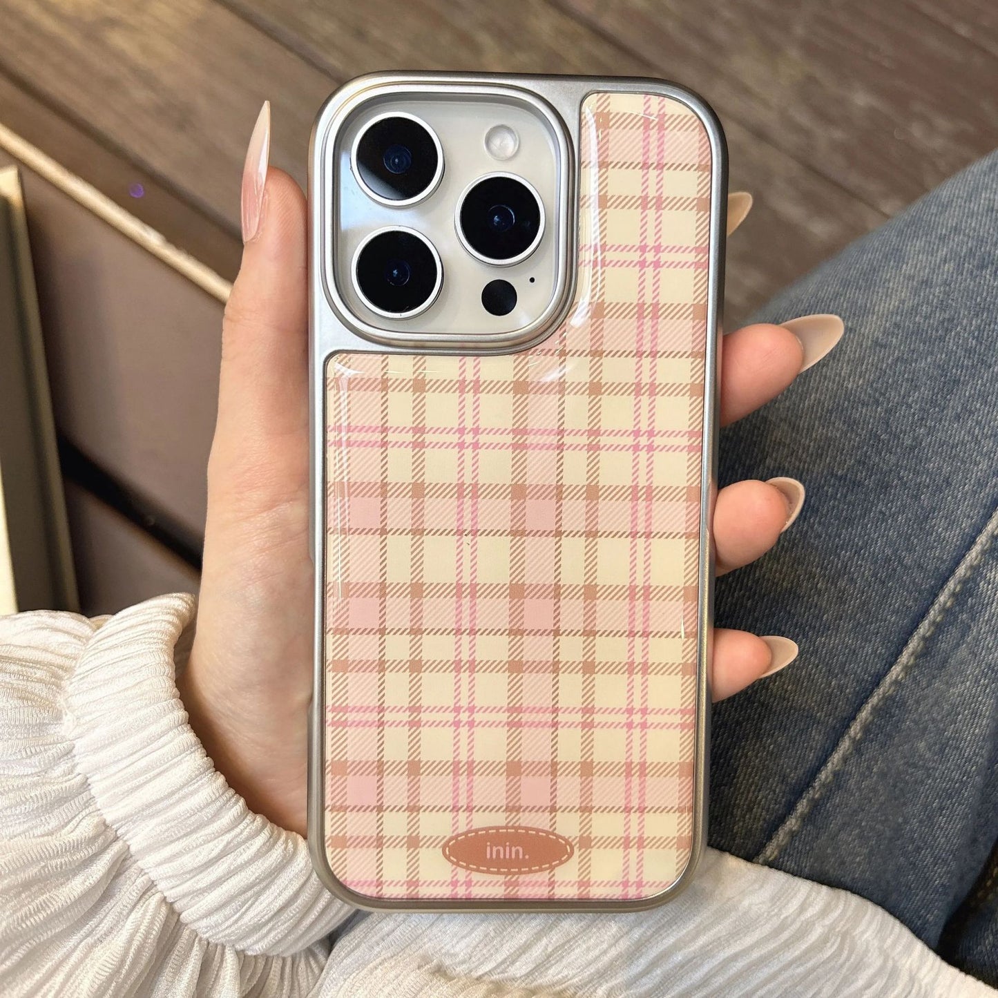 Plaid Pattern Shockproof Soft Case for iPhone