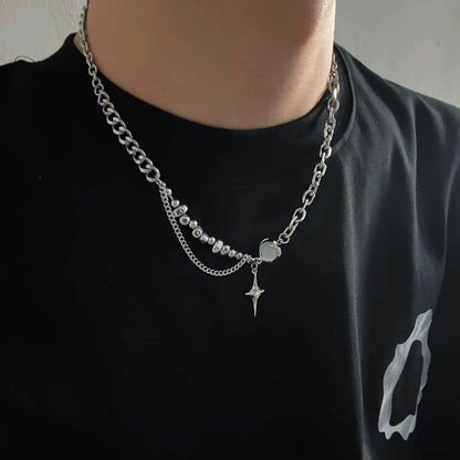 Niche Design Titanium Steel Starburst Necklace