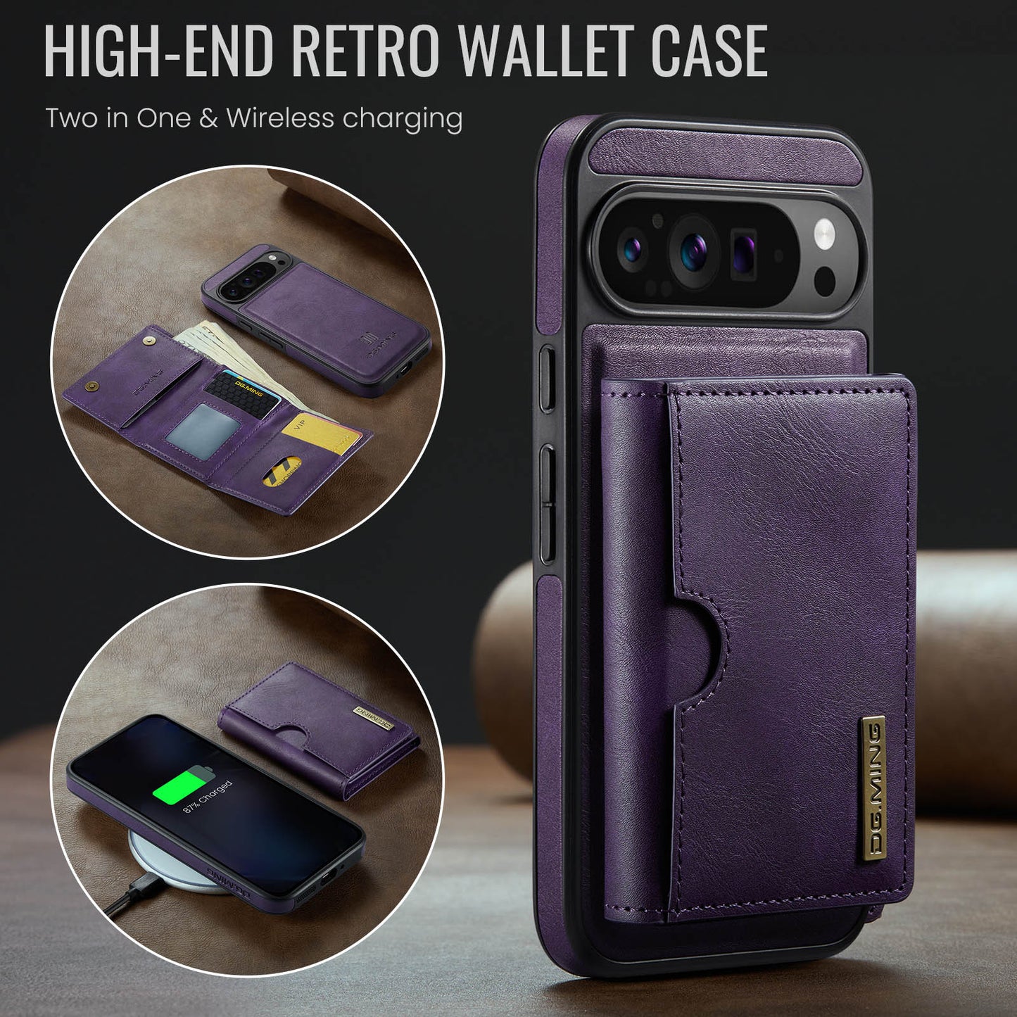 2 in 1 Magnetic Leather Wallet Case for Google Pixel