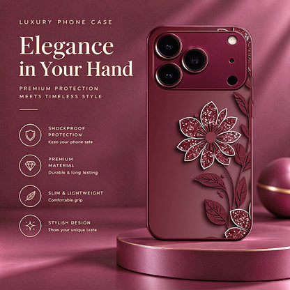 Wine Red Flower Pattern Case for iPhone