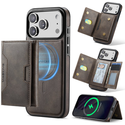2 in 1 Magnetic Leather Wallet Case for iPhone