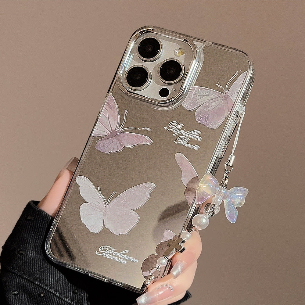 Mirror Butterfly Pendant Hard Case for iPhone