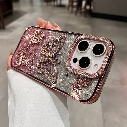Glitter Butterfly Rhinestone Case for iPhone