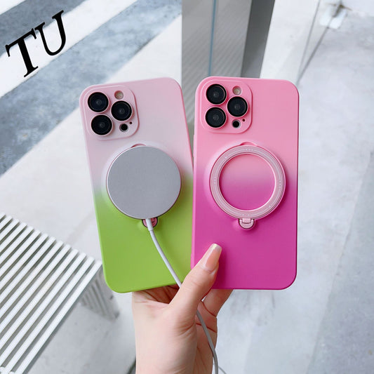 Gradient Magnetic Stand Soft Case for iPhone