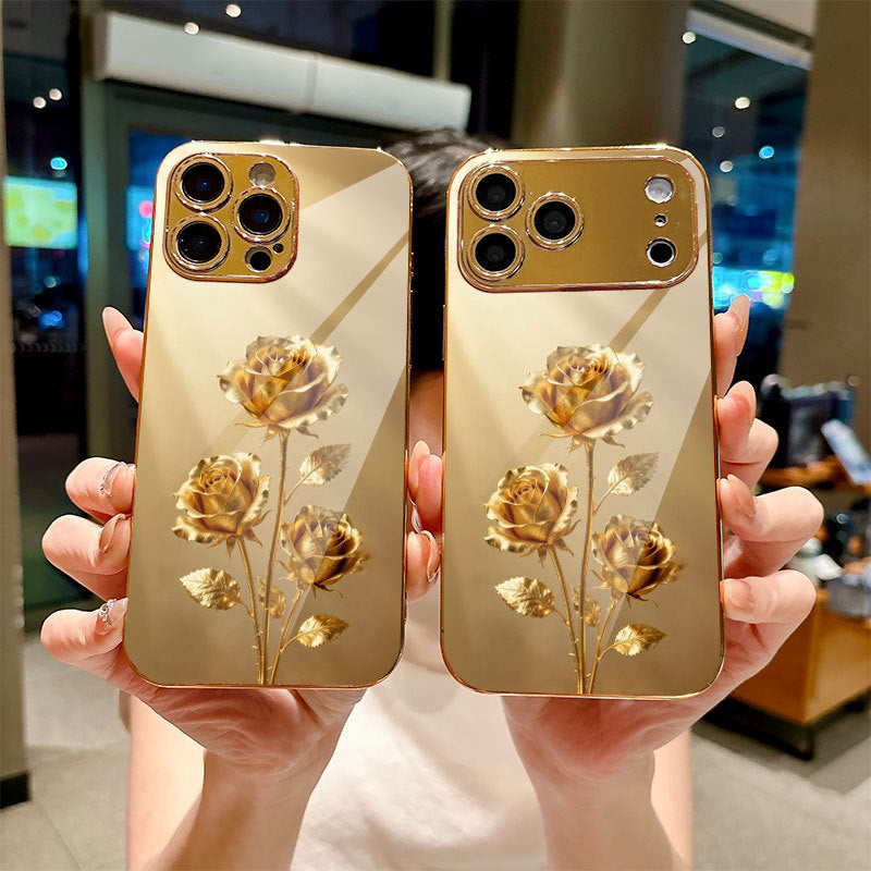 Gold Rose Pattern Hard Case for iPhone