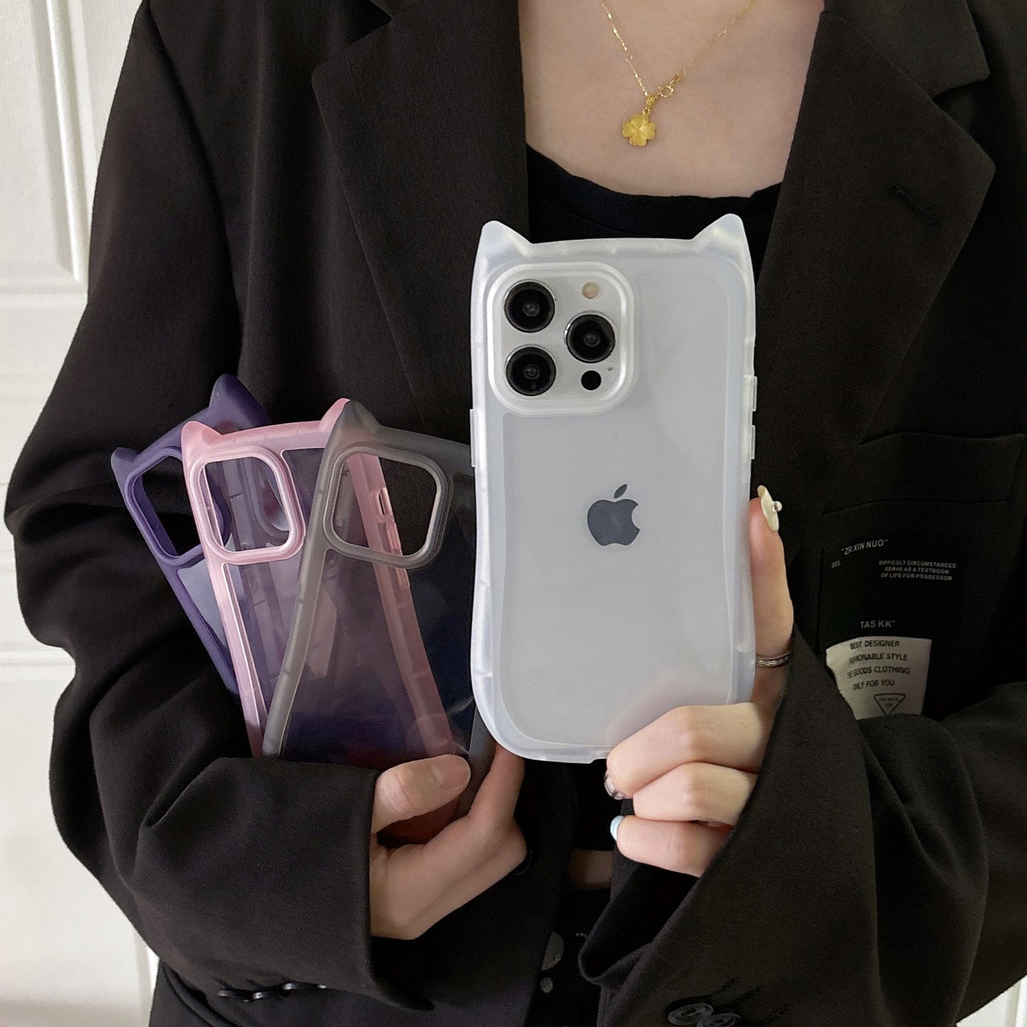 Cute Cat Ears Transparent Soft Case for iPhone