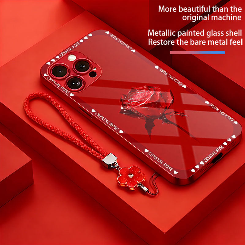Crystal Rose Pattern Hard Case for iPhone