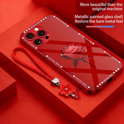 Crystal Rose Pattern Hard Case for iPhone