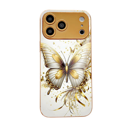 White Gold Butterfly Pattern Hard Case for iPhone