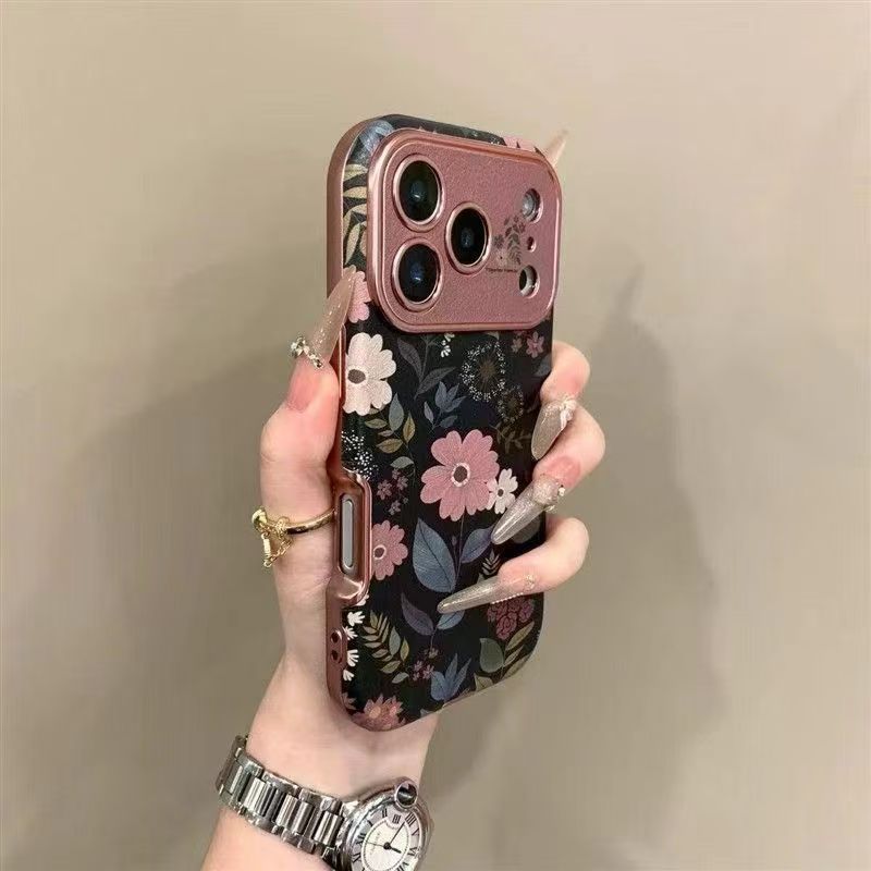 Vintage Floral Leather Case for iPhone