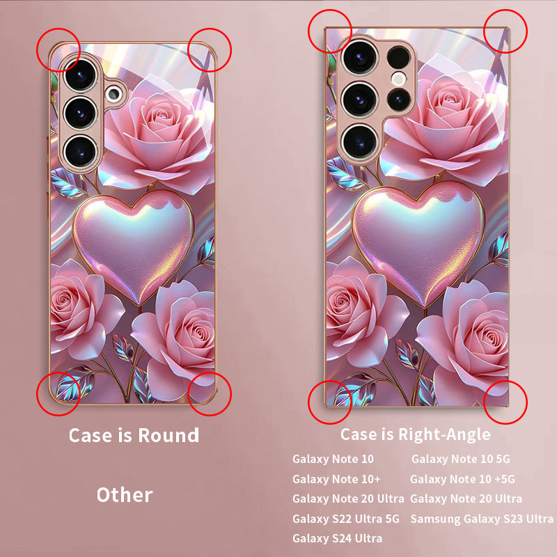 Pink Rose Heart Pattern Hard Case for Samsung