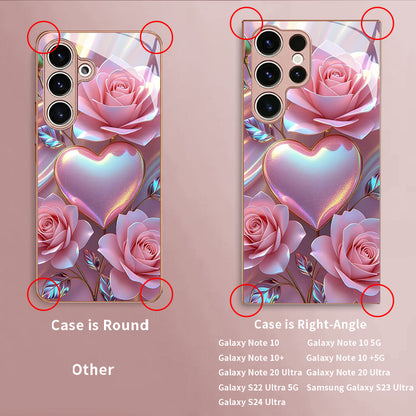 Pink Rose Heart Pattern Hard Case for Samsung