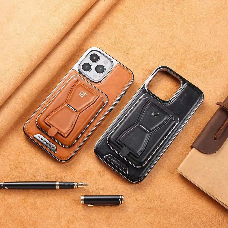 2 in 1 Bracket Card Bag Leather Case for iPhone