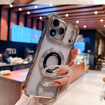 Bracket Shockproof Plating Clear Case for iPhone