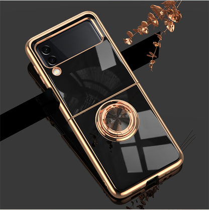 Plating Finger Ring Holder Soft Case for Samsung Z Flip