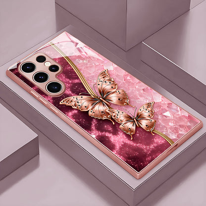 Gilt Pink Butterfly Pattern Hard Case for Samsung