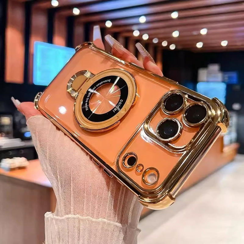 Bracket Shockproof Plating Clear Case for iPhone