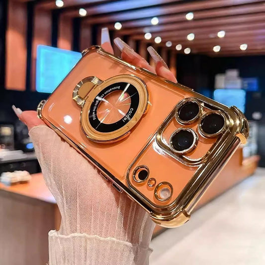 Bracket Shockproof Plating Clear Case for iPhone