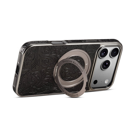 Vintage Floral Leather Kickstand Case for iPhone