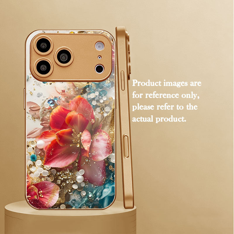 Red Flower Pattern Hard Case for iPhone