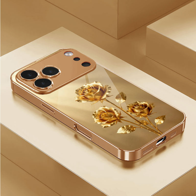 Gold Rose Pattern Hard Case for iPhone